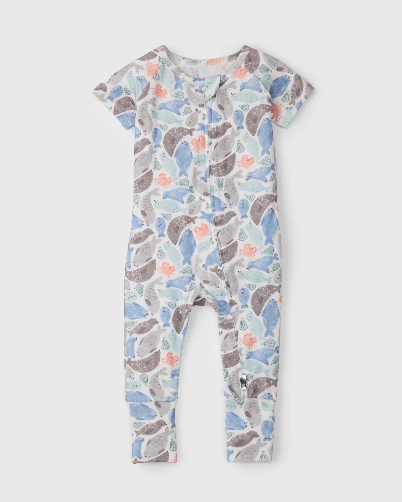 Loulou Lollipop Short Sleeve Zipped Romper - Seals - Various Sizes