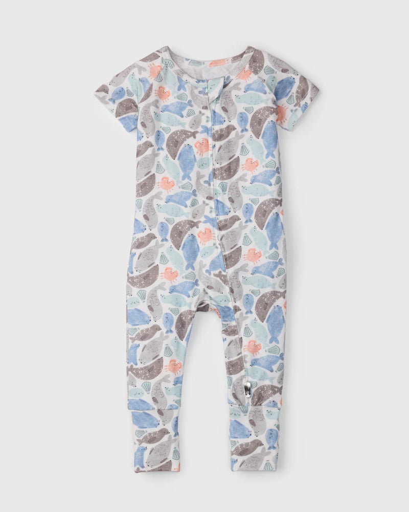 Loulou Lollipop Short Sleeve Zipped Romper - Seals - Various Sizes