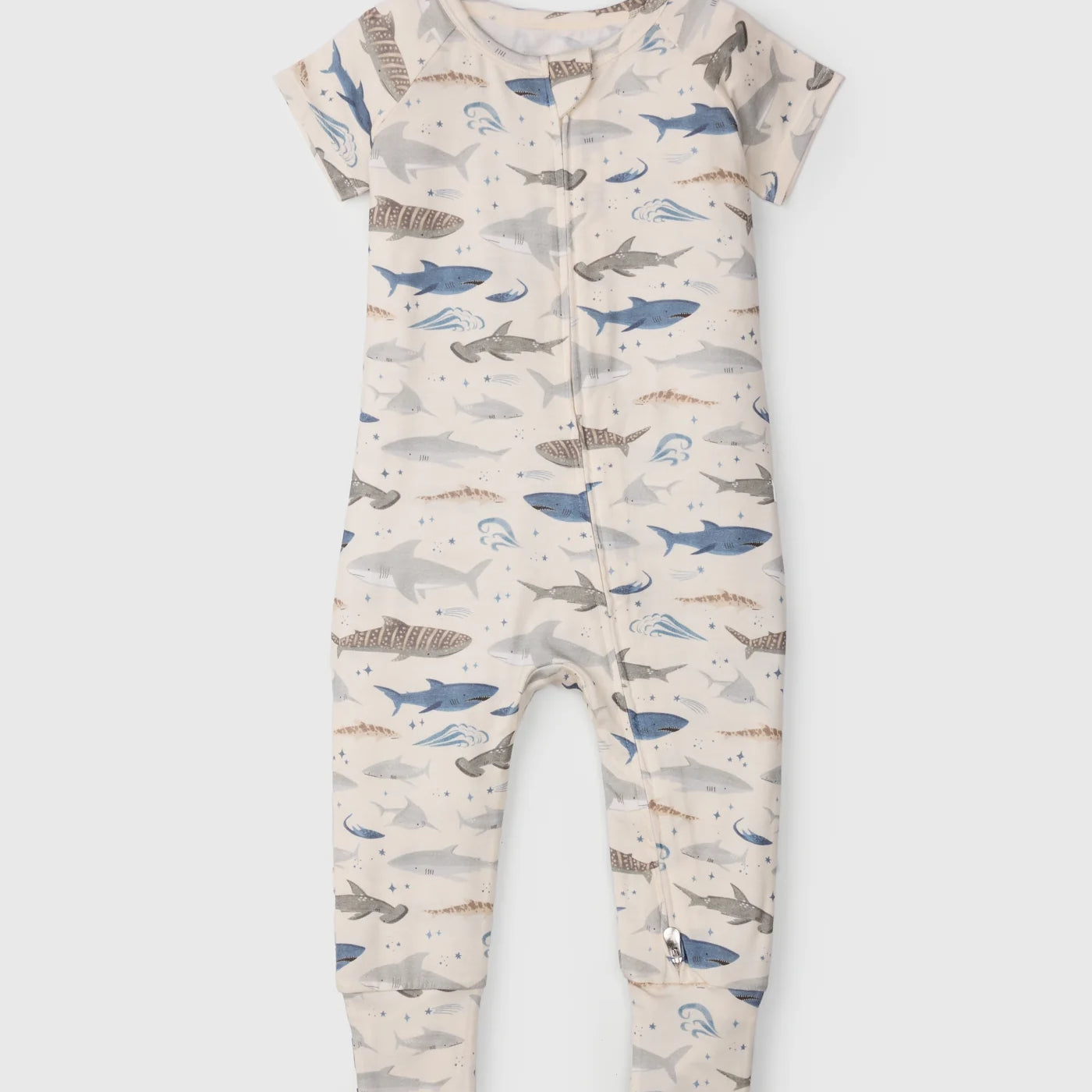 Loulou Lollipop Short Sleeve Zipped Romper - Sharks - Various Sizes
