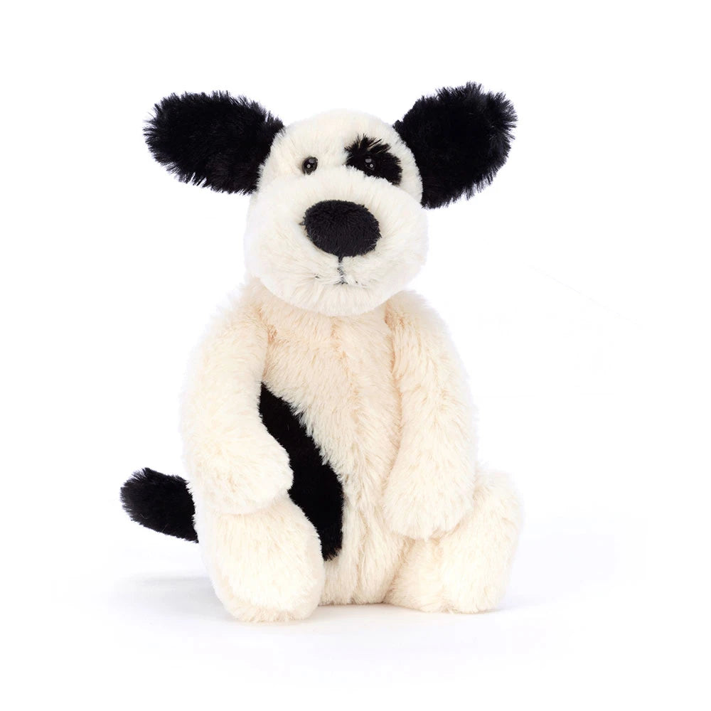 Jellycat Bashful Rufferty Black & White Puppy Little
