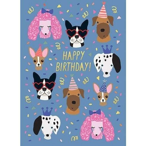 Birthday Card Party Dogs