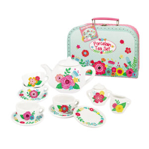 Floral Porcelain Tea Set in Carry Case