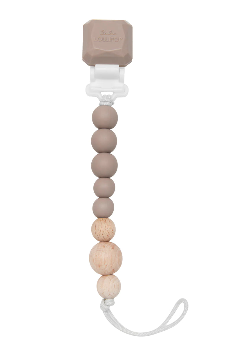 Loulou Lollipop Colour Pop Silicone and Wood Pacifier Clip - Various Styles