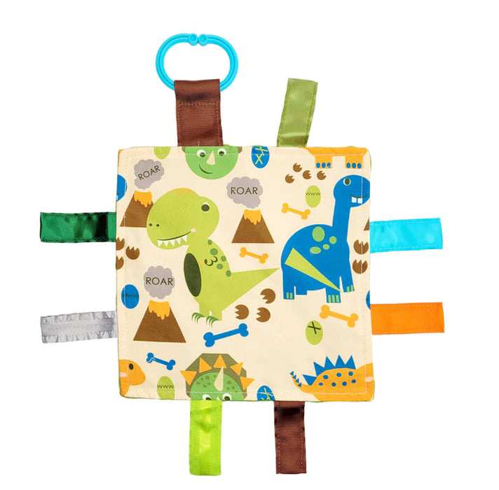 Crinkle Tag Square 8x8 Learning Lovey  - Dinosaur