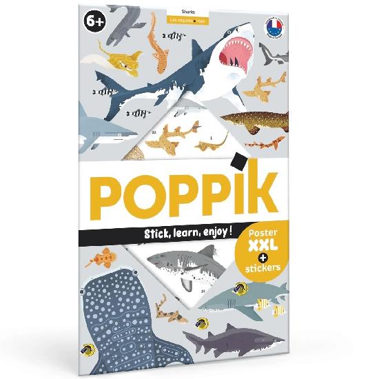 Poppik Discovery XXL Poster and Stickers - Sharks