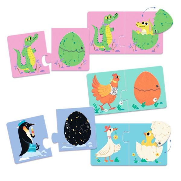 Djeco 2pc Puzzles - Articulated Funny Eggs
