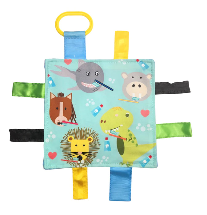 Crinkle Tag Square 8x8 Learning Lovey  - Brushing Teeth