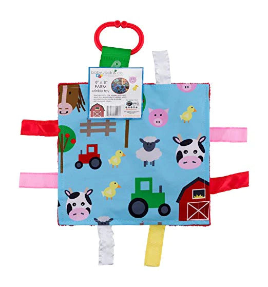 Crinkle Tag Square 8x8 Learning Lovey  - Farm