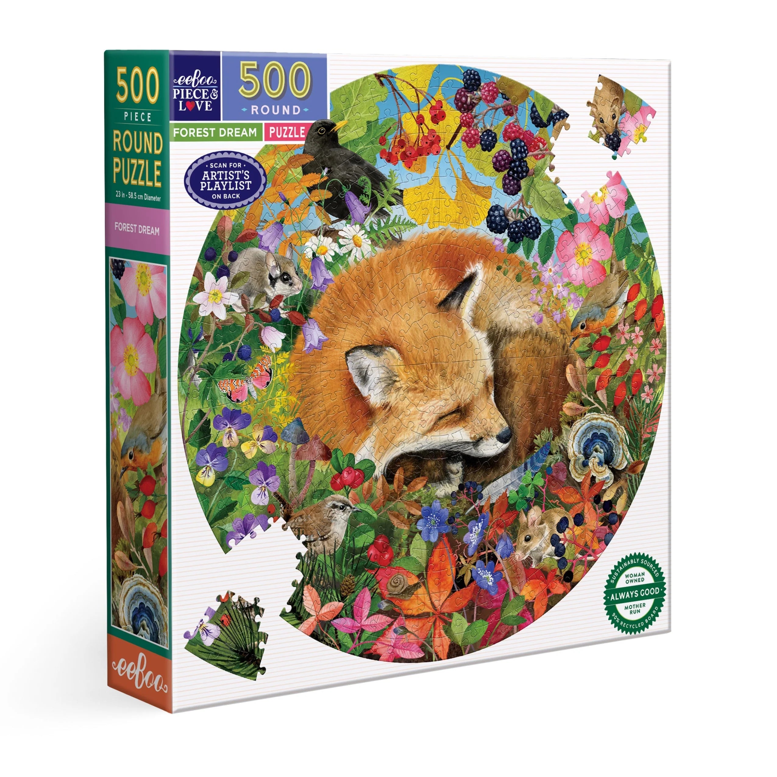eeBoo Forest Dream 500 Piece Round Puzzle