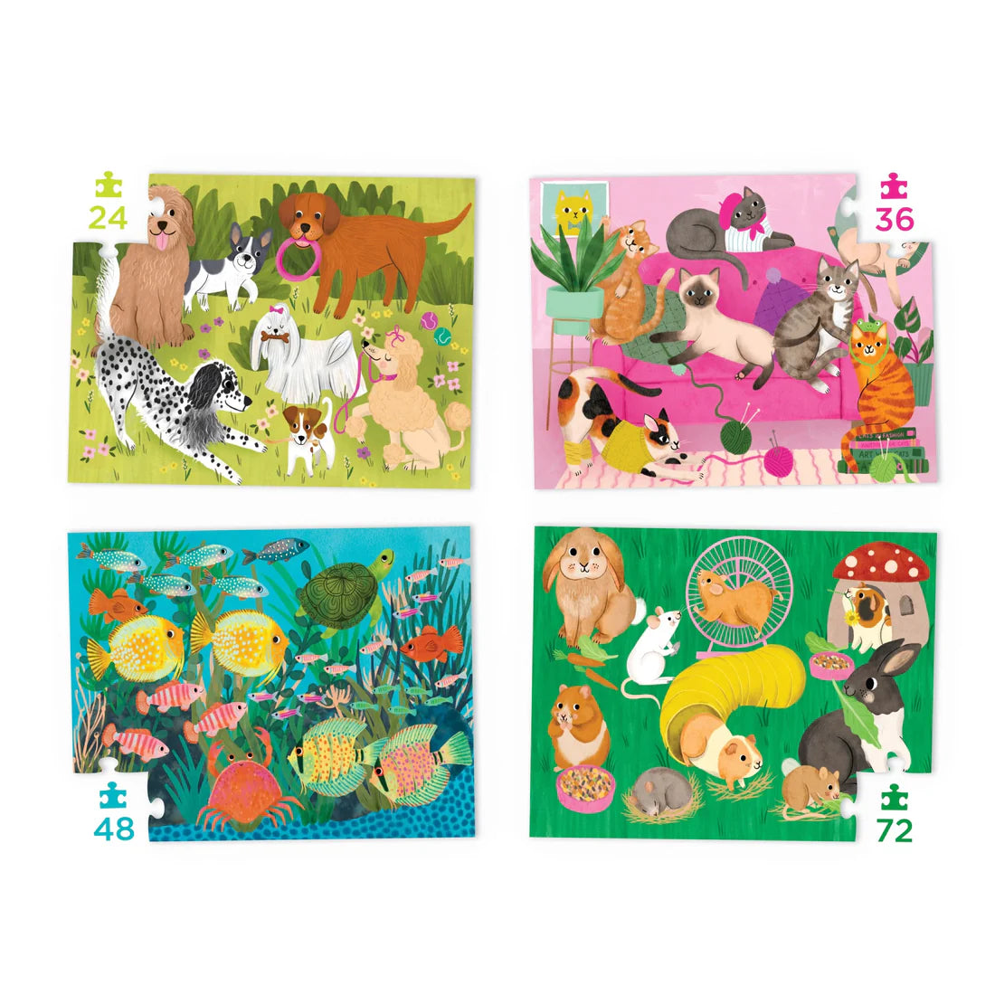 Crocodile Creek Four Puzzles to Grow On - Playful Pets