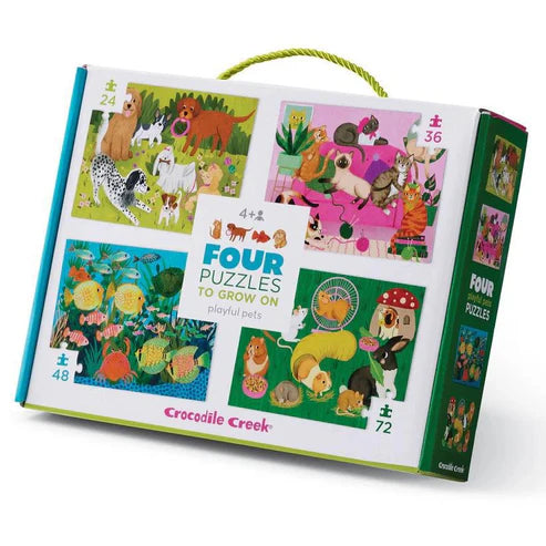 Crocodile Creek Four Puzzles to Grow On - Playful Pets