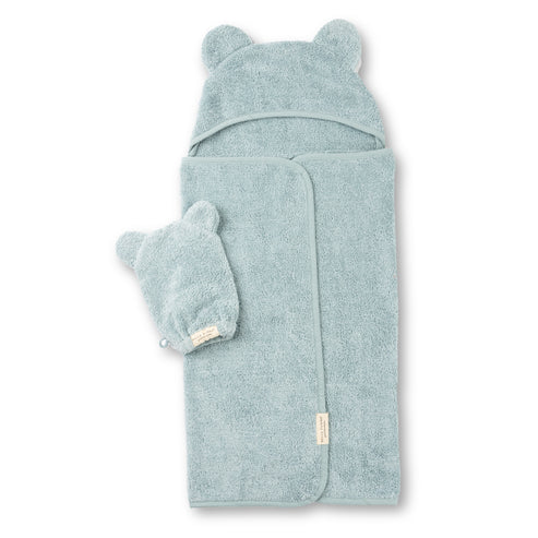 Bella Tunno Hooded Towel and Wash Mitt Set - Fog