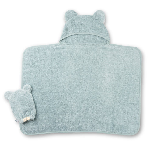 Bella Tunno Hooded Towel and Wash Mitt Set - Fog