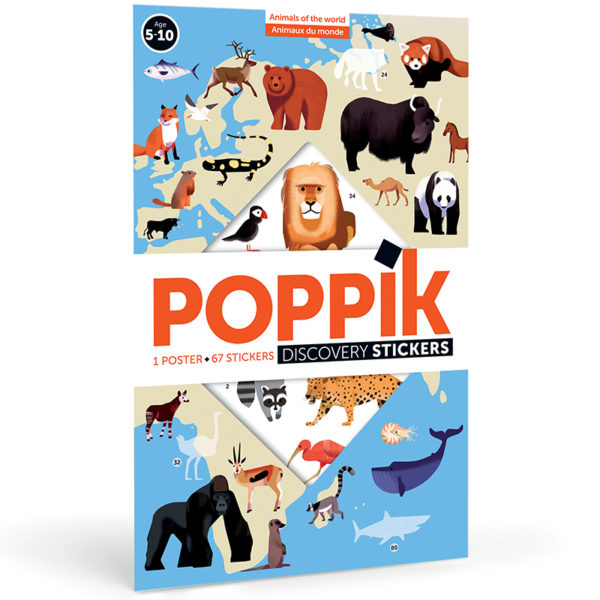 Poppik Discovery Poster and Stickers - Animals of the World