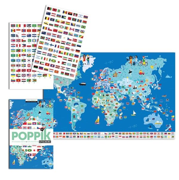 Poppik Discovery Poster and Stickers - World Flags
