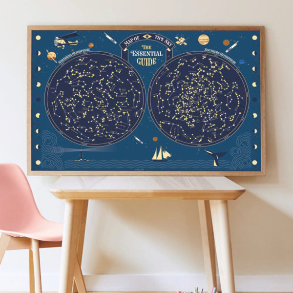 Poppik Discovery Poster and Stickers - Skymap Glow-in-the-Dark