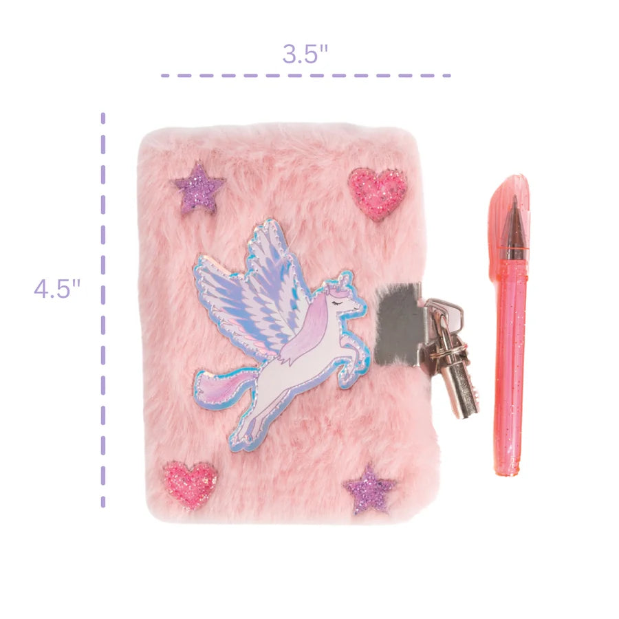 Great Pretenders Amazing Alicorn Mini Furry Journal with Pen, Lock & 2 Keys