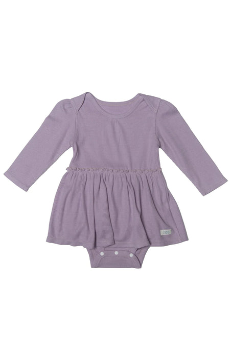 Loulou Lollipop Waffle Long Sleeve Bodysuit Dress - Lavender - Various Sizes