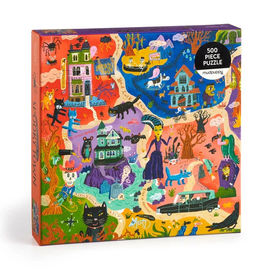 Galison 500 Piece Family Puzzle - Welcome to Spooky Town