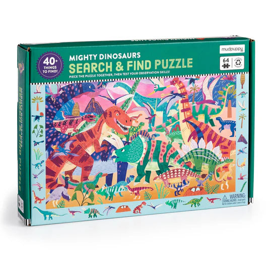 Mudpuppy 64 Piece Search and Find Puzzle - Mighty Dinosaurs
