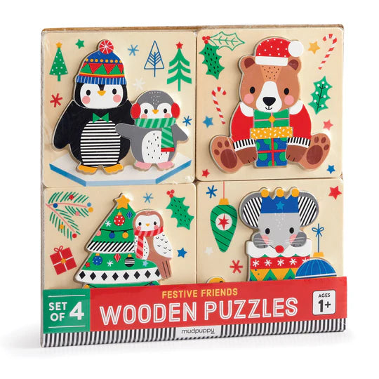 Festive Friends Wooden Puzzles - Set of 4