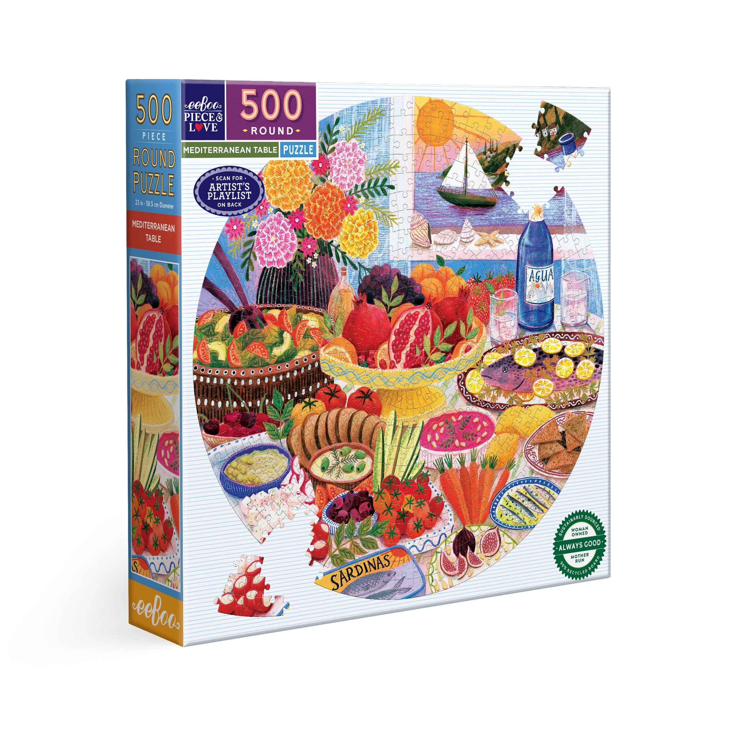 eeBoo Mediterranean Table 500 Piece Round Puzzle
