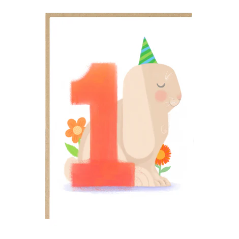 Birthday Card Number 1 Bunny