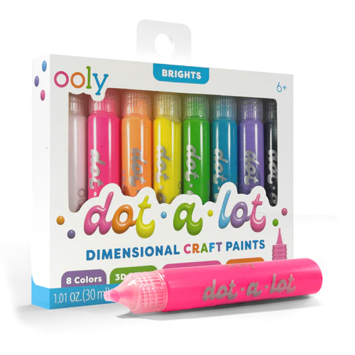 ooly Dot-a-Lot 3D Dimensional Craft Paint - Brights - Set of 8