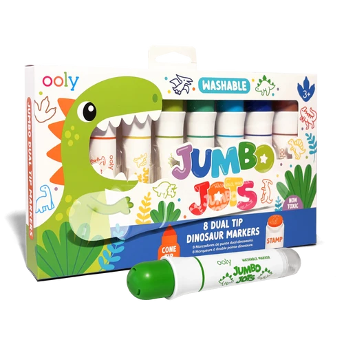ooly Jumbo Jots: Dual Tip Cone & Stamp Markers - Dinosaurs