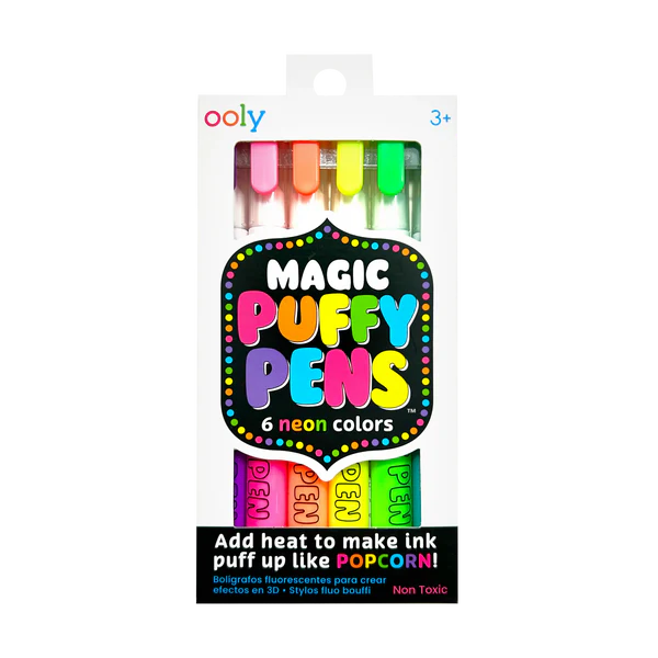 ooly Magic Puffy Neon Pens - Set of 6