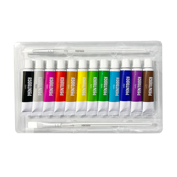 ooly paintology Acrylic Paints + 2 Paint Brushes - Set of 12