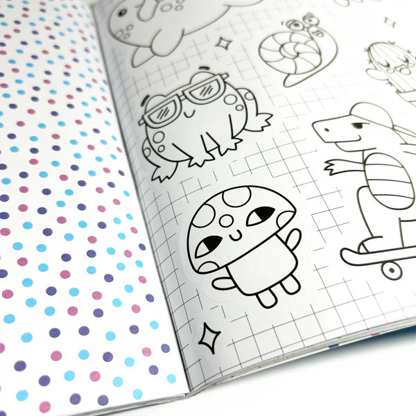 ooly Stickiville Color-in Stickerbook - Cute-a-licious doodles