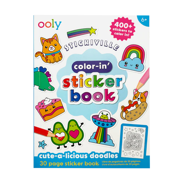 ooly Stickiville Color-in Stickerbook - Cute-a-licious doodles