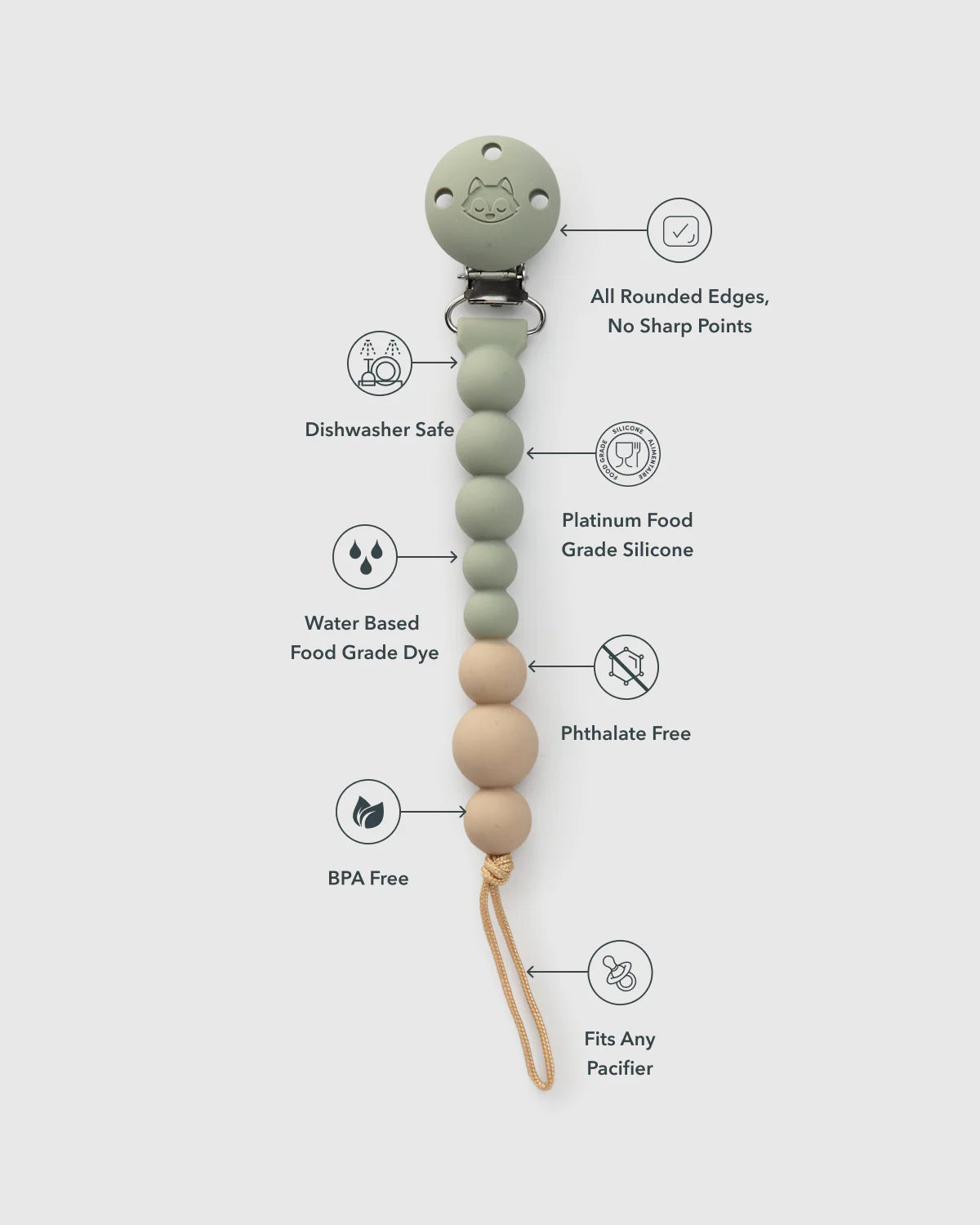 Loulou Lollipop OneC Pacifier Clip - Zero Bead - Various Styles