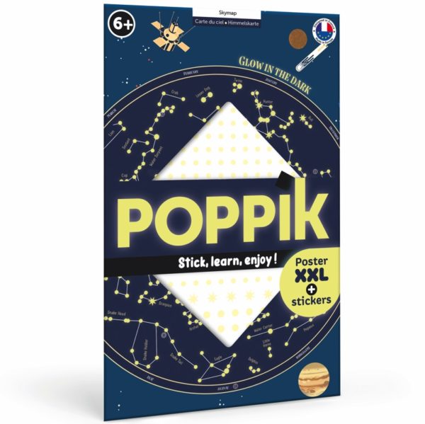 Poppik Discovery Poster and Stickers - Skymap Glow-in-the-Dark