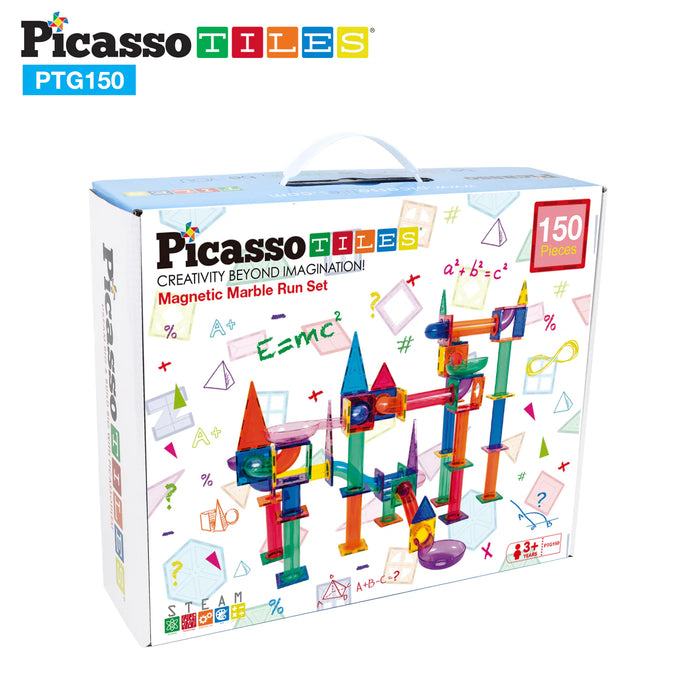 PicassoTiles Magnetic Marble Run Track Set - 150pcs