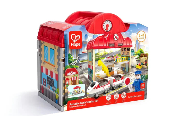 Hape Portable Train Station Set