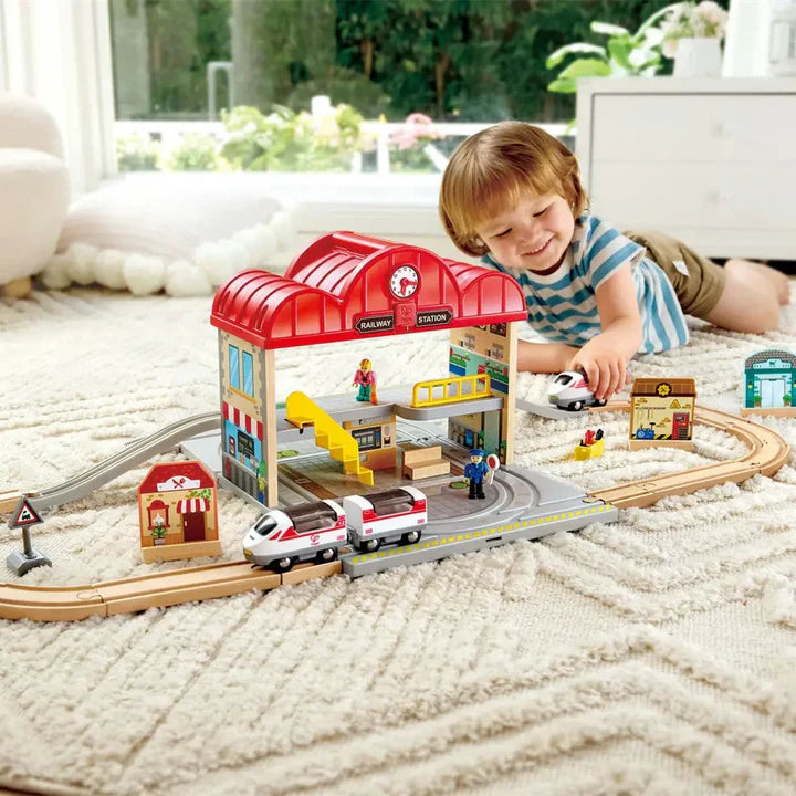 Hape Portable Train Station Set