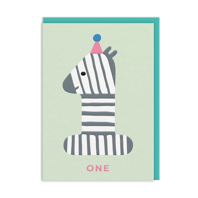 Birthday Card Number 1 Zebra