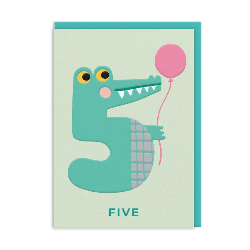 Birthday Card Number 5 Crocodile