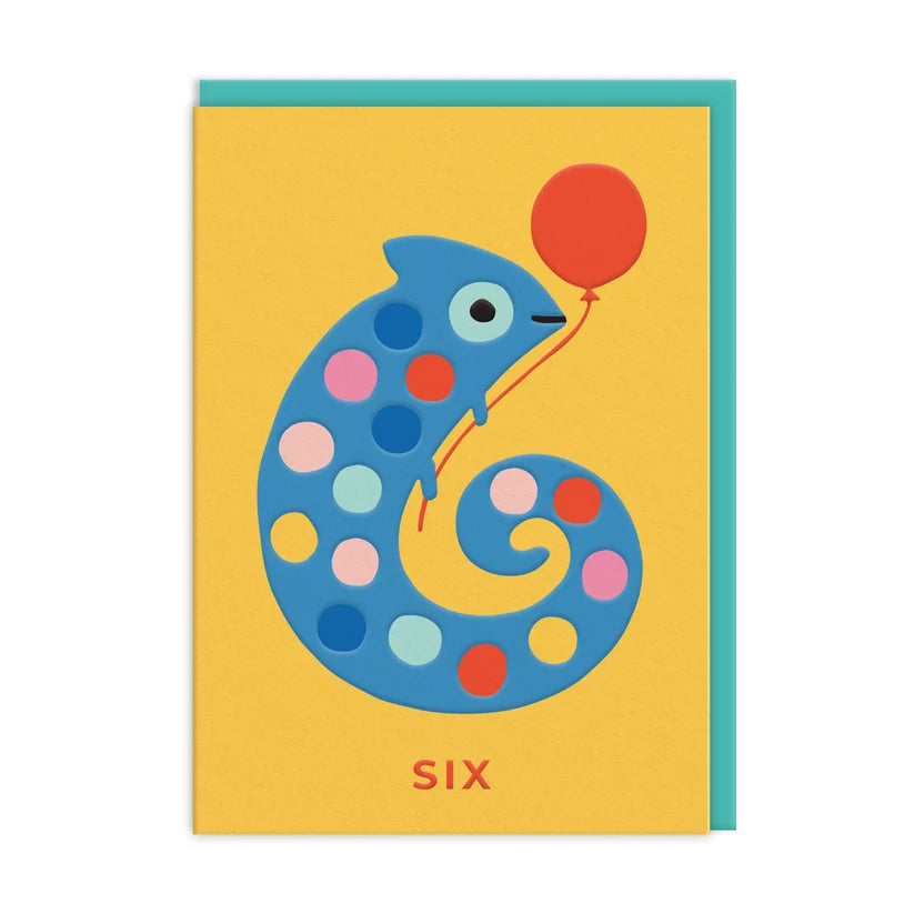 Birthday Card Number 6 Chameleon
