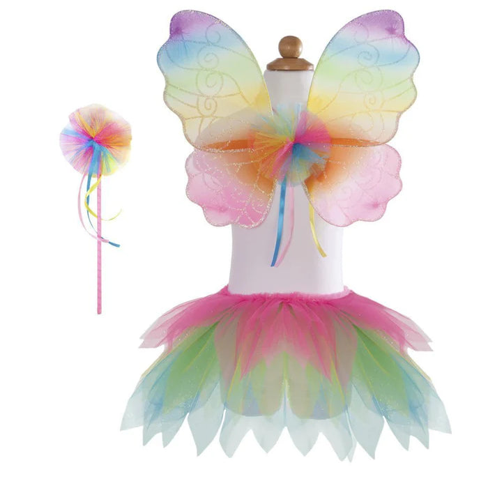 Great Pretenders Neon Rainbow Skirt, Wings, and Wand Size: 4-6