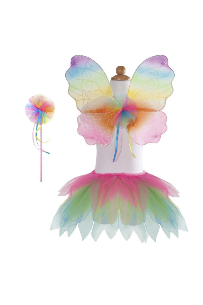 Great Pretenders Neon Rainbow Skirt, Wings, and Wand Size: 4-6