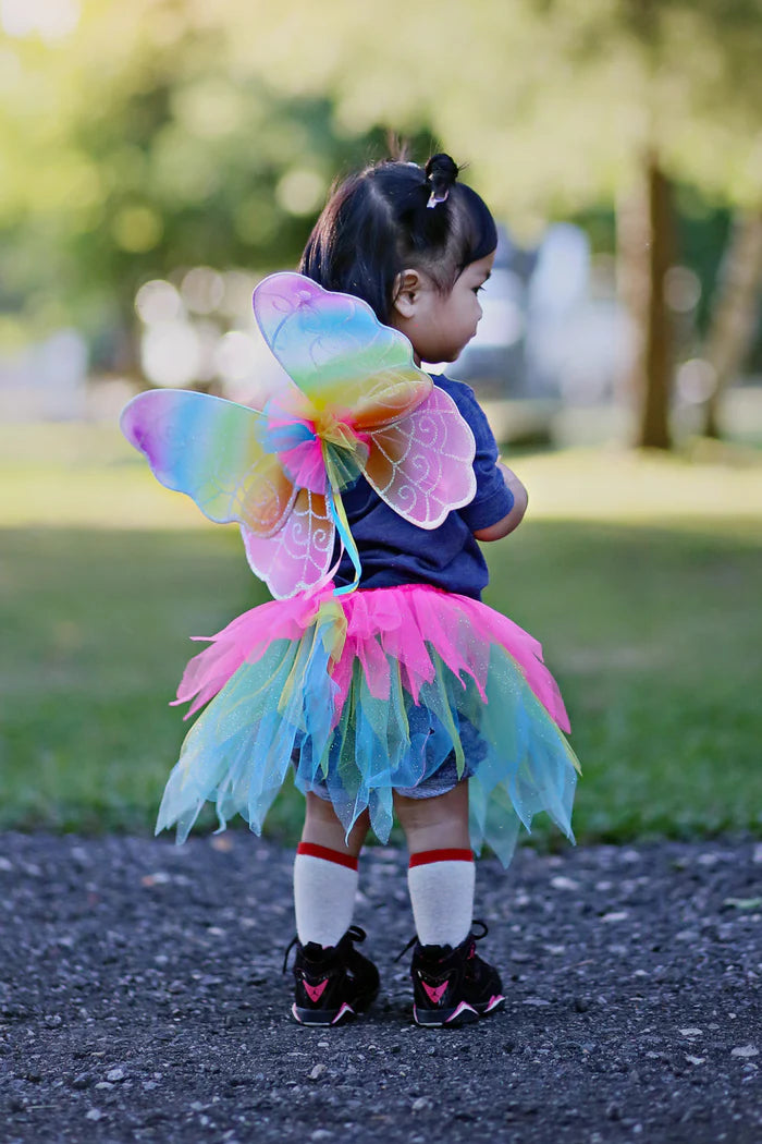 Great Pretenders Neon Rainbow Skirt, Wings, and Wand Size: 4-6