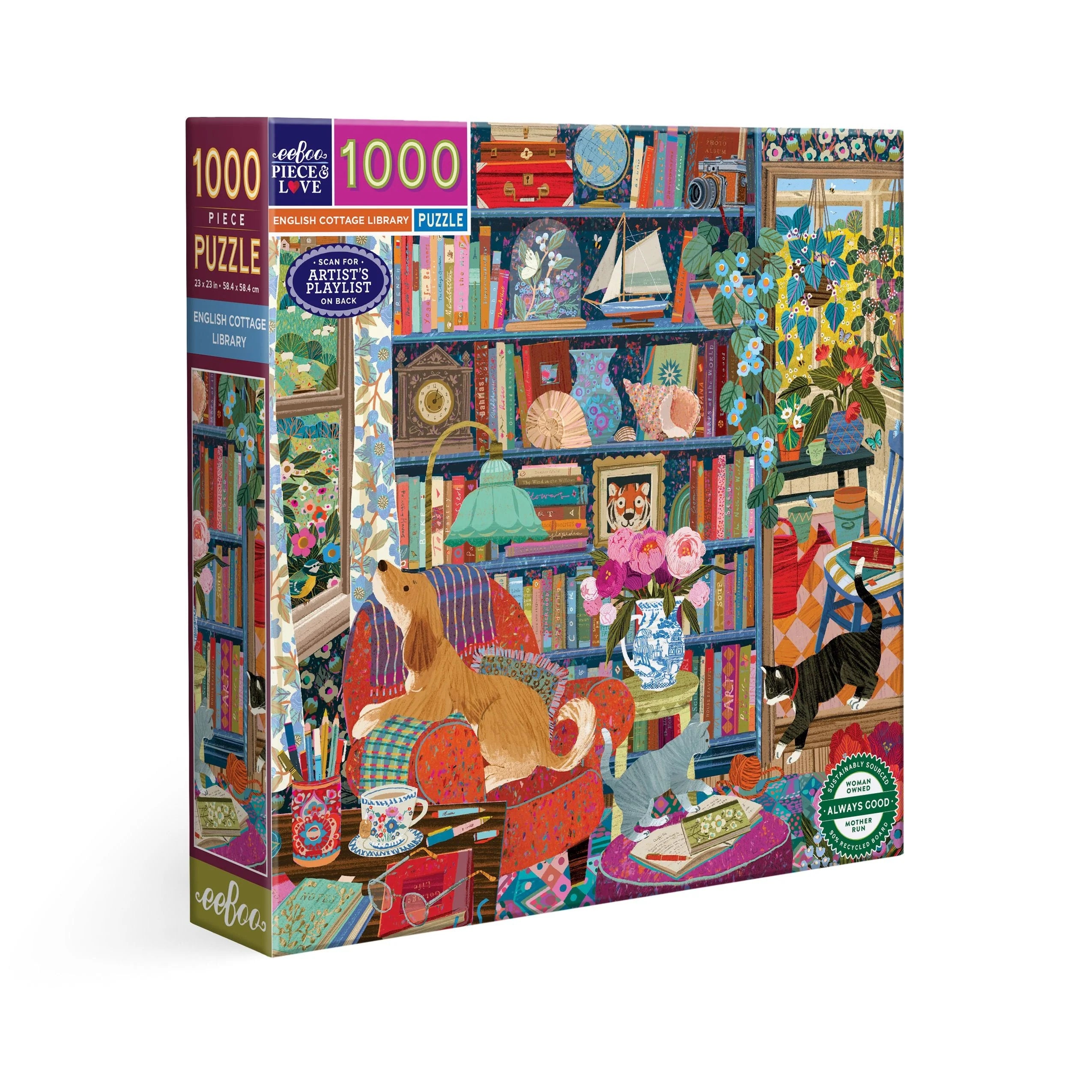 eeBoo English Cottage Library 1000 Piece Puzzle