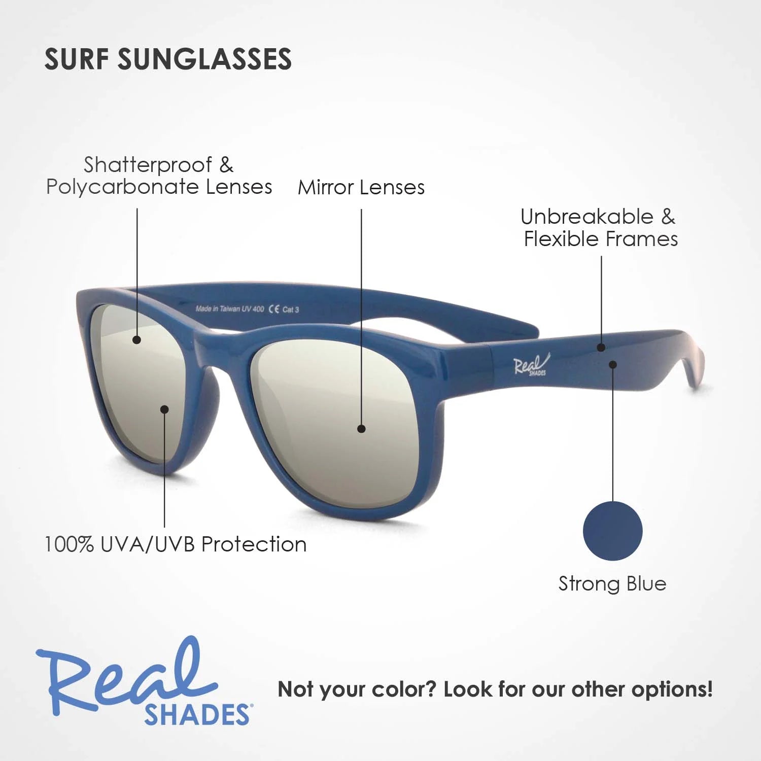 Surf Unbreakable UV Iconic Sunglasses - Strong Blue - Various Sizes