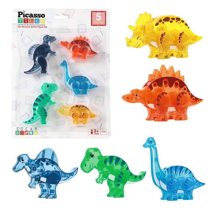 PicassoTiles Dinosaur Action Figure Set - 5pcs