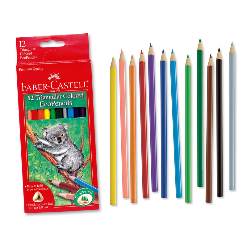 12 Triangular Colored Eco Pencils
