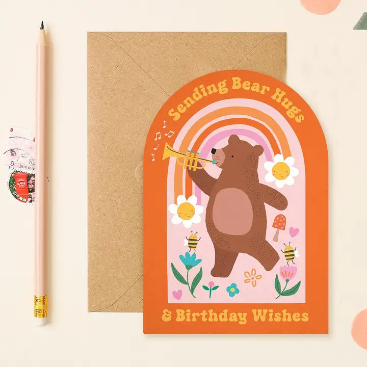 Birthday Card Whimsical Bear Hugs