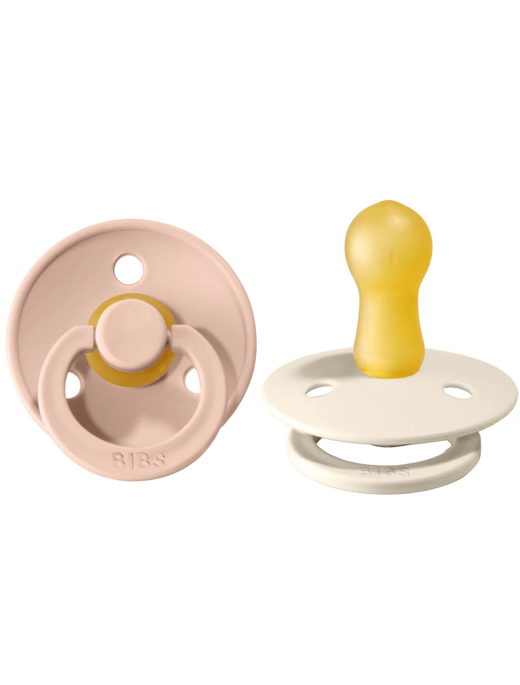 BIBS Pacifier Original COLOUR Latex 2 Pack - Ivory/Blush - Various Sizes